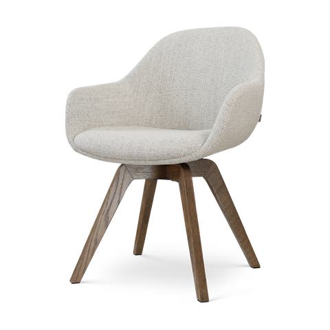 Noor-Mae draaibare eetkamerstoel beige gemêleerd - walnoot houten onderstel