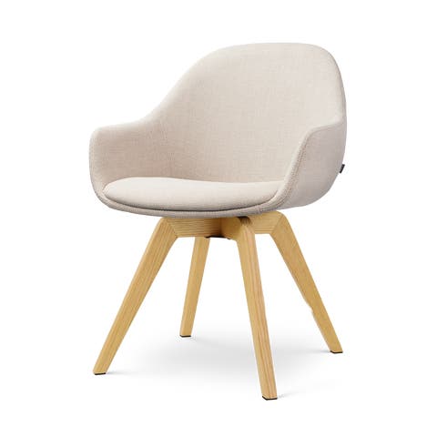 Noor-Mae draaibare eetkamerstoel beige - houten onderstel