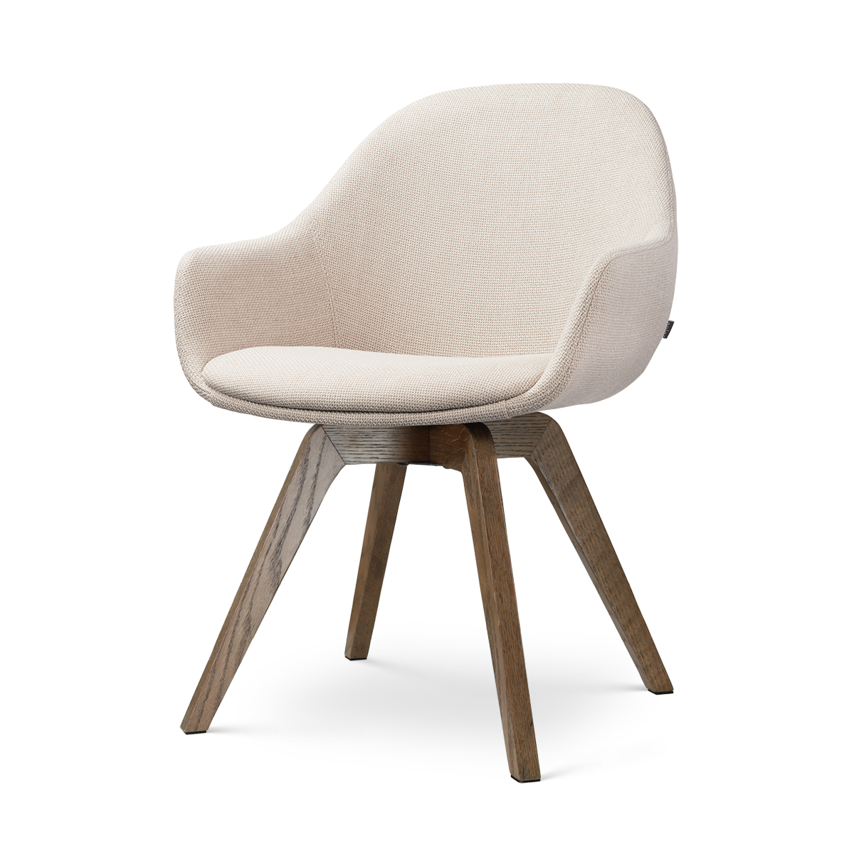 Noor-Mae draaibare eetkamerstoel beige - walnoot houten onderstel