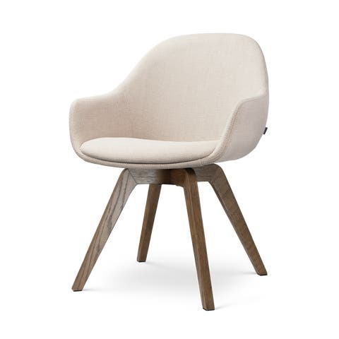 Noor-Mae draaibare eetkamerstoel beige - walnoot houten onderstel