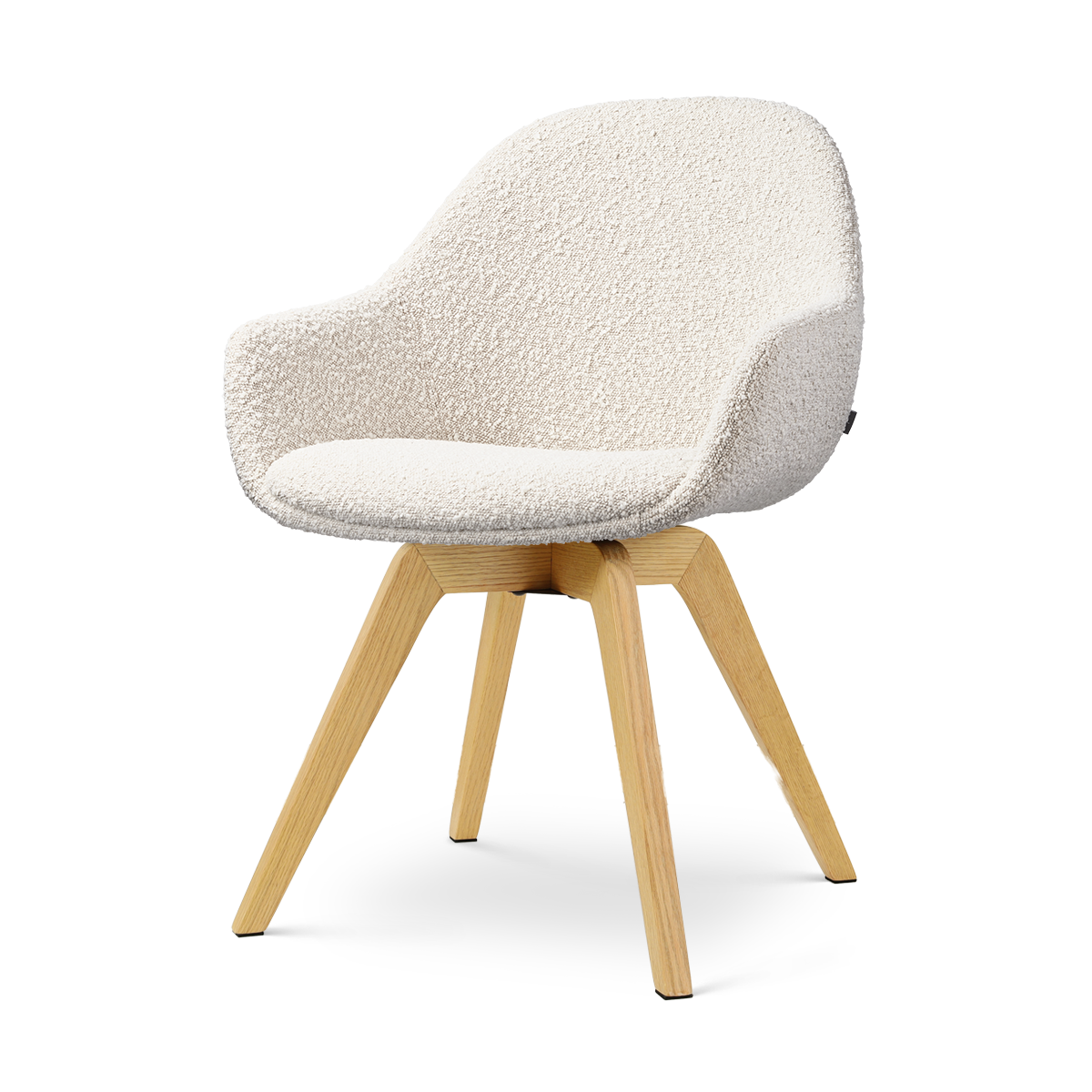 Noor-Mae draaibare eetkamerstoel bouclé beige - houten onderstel