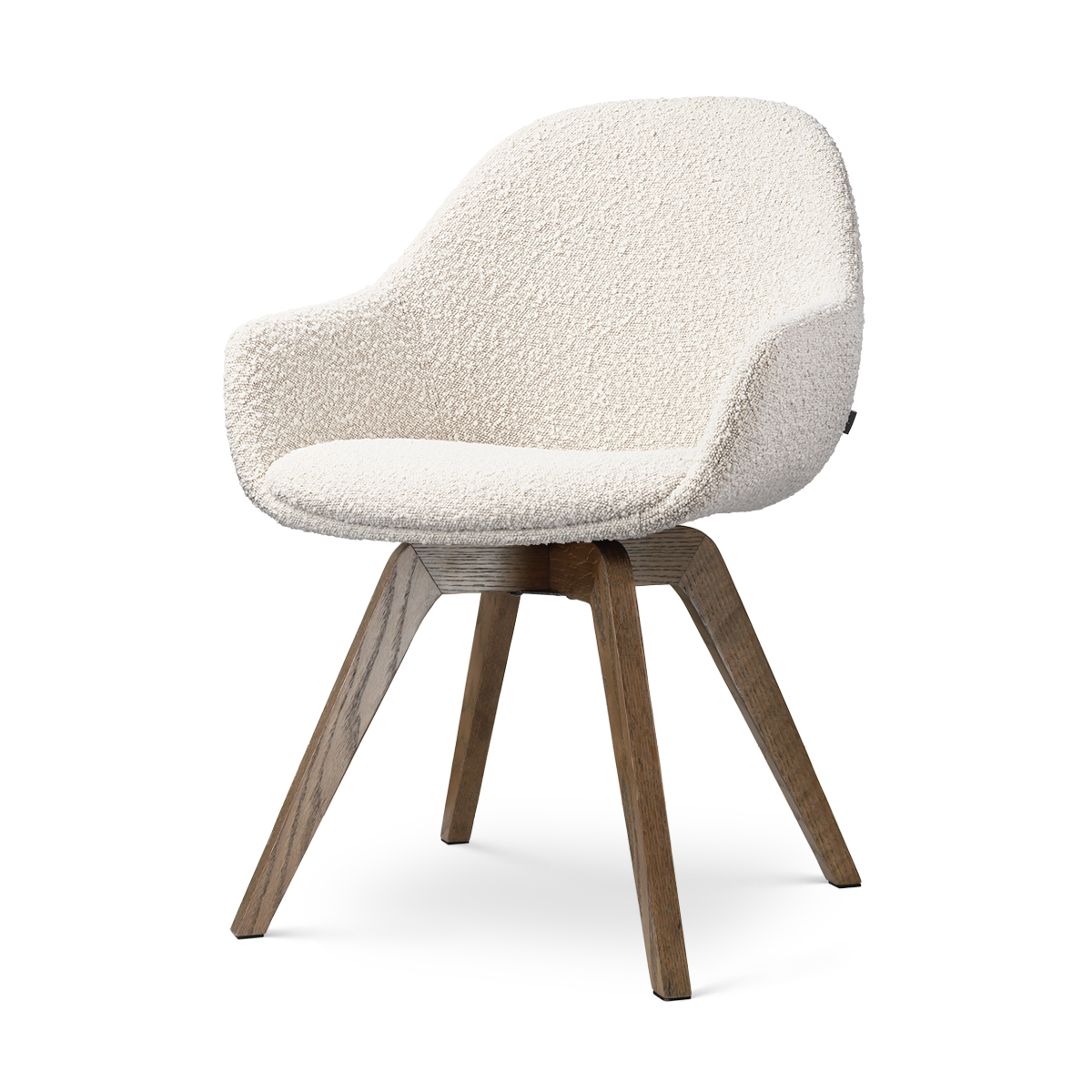 Noor-Mae draaibare eetkamerstoel bouclé beige - walnoot houten onderstel
