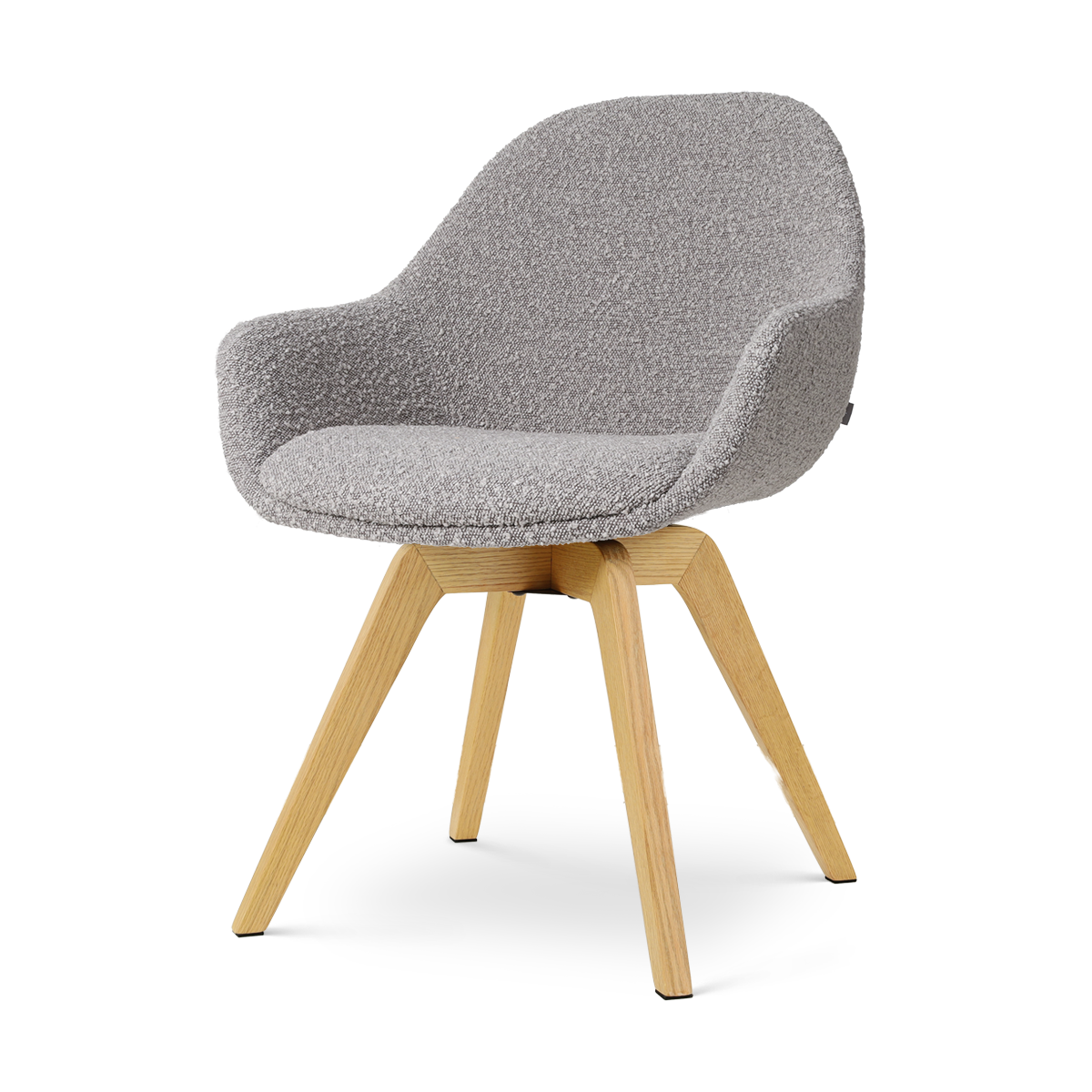 Noor-Mae draaibare eetkamerstoel bouclé taupe - houten onderstel