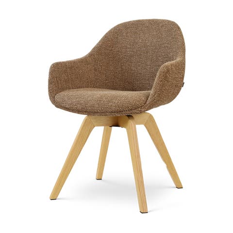 Noor-Mae draaibare eetkamerstoel bruin blend - houten onderstel