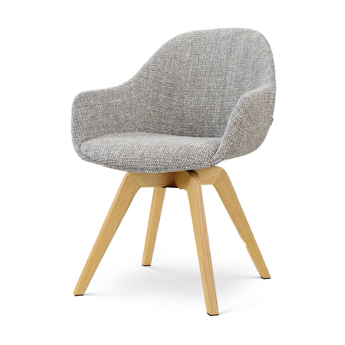 Noor-Mae draaibare eetkamerstoel grijs blend - houten onderstel