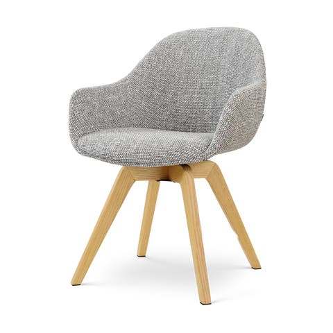 Noor-Mae draaibare eetkamerstoel grijs blend - houten onderstel