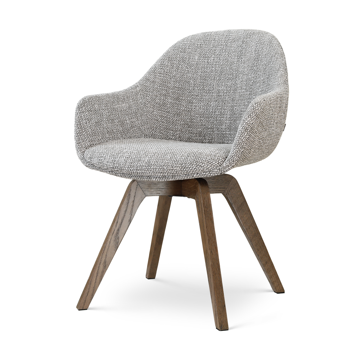 Noor-Mae draaibare eetkamerstoel grijs blend - walnoot houten onderstel