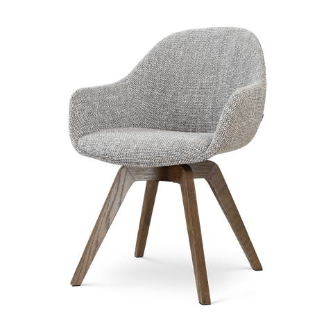 Noor-Mae draaibare eetkamerstoel grijs blend - walnoot houten onderstel