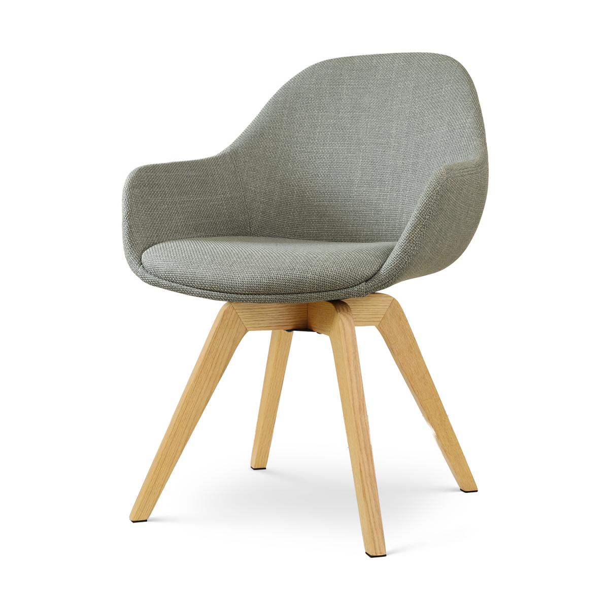 Noor-Mae draaibare eetkamerstoel saliegroen - houten onderstel