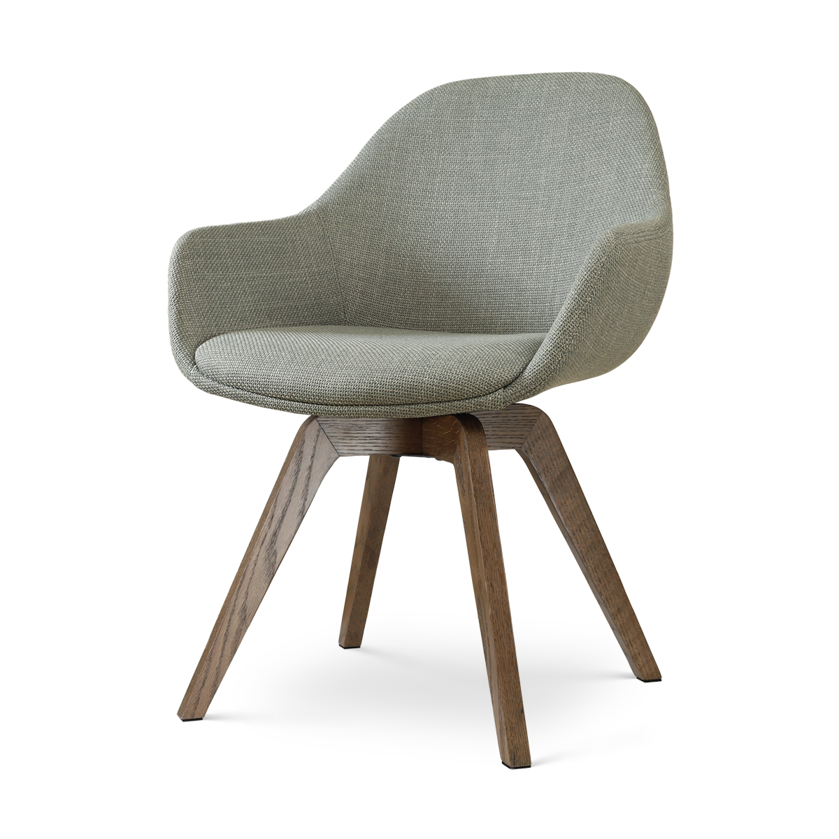 Noor-Mae draaibare eetkamerstoel saliegroen - walnoot houten onderstel