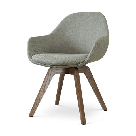 Noor-Mae draaibare eetkamerstoel saliegroen - walnoot houten onderstel