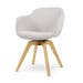 Noor-Mare draaibare eetkamerstoel bouclé beige - houten onderstel
