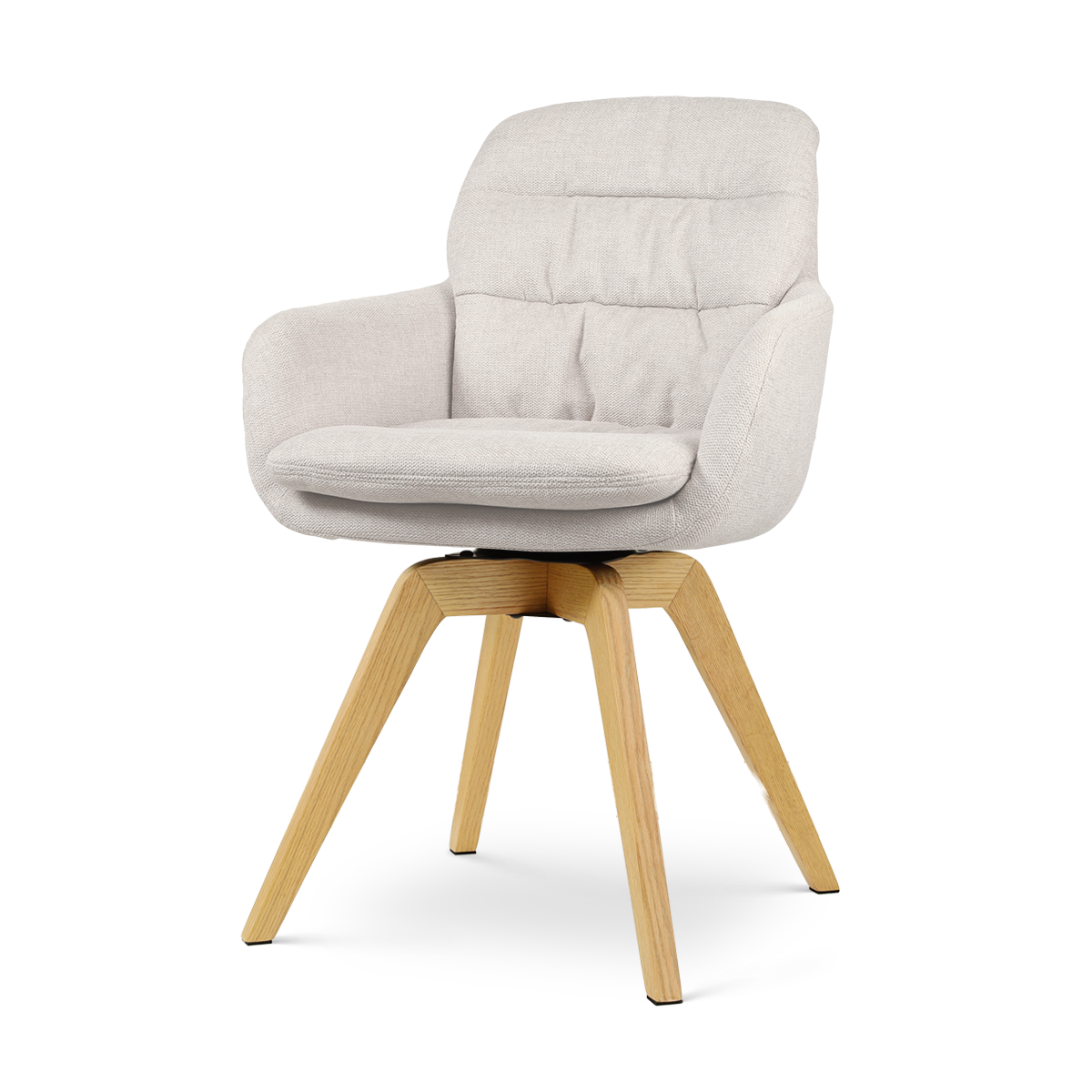 Noor-Mia draaibare eetkamerstoel beige - houten onderstel