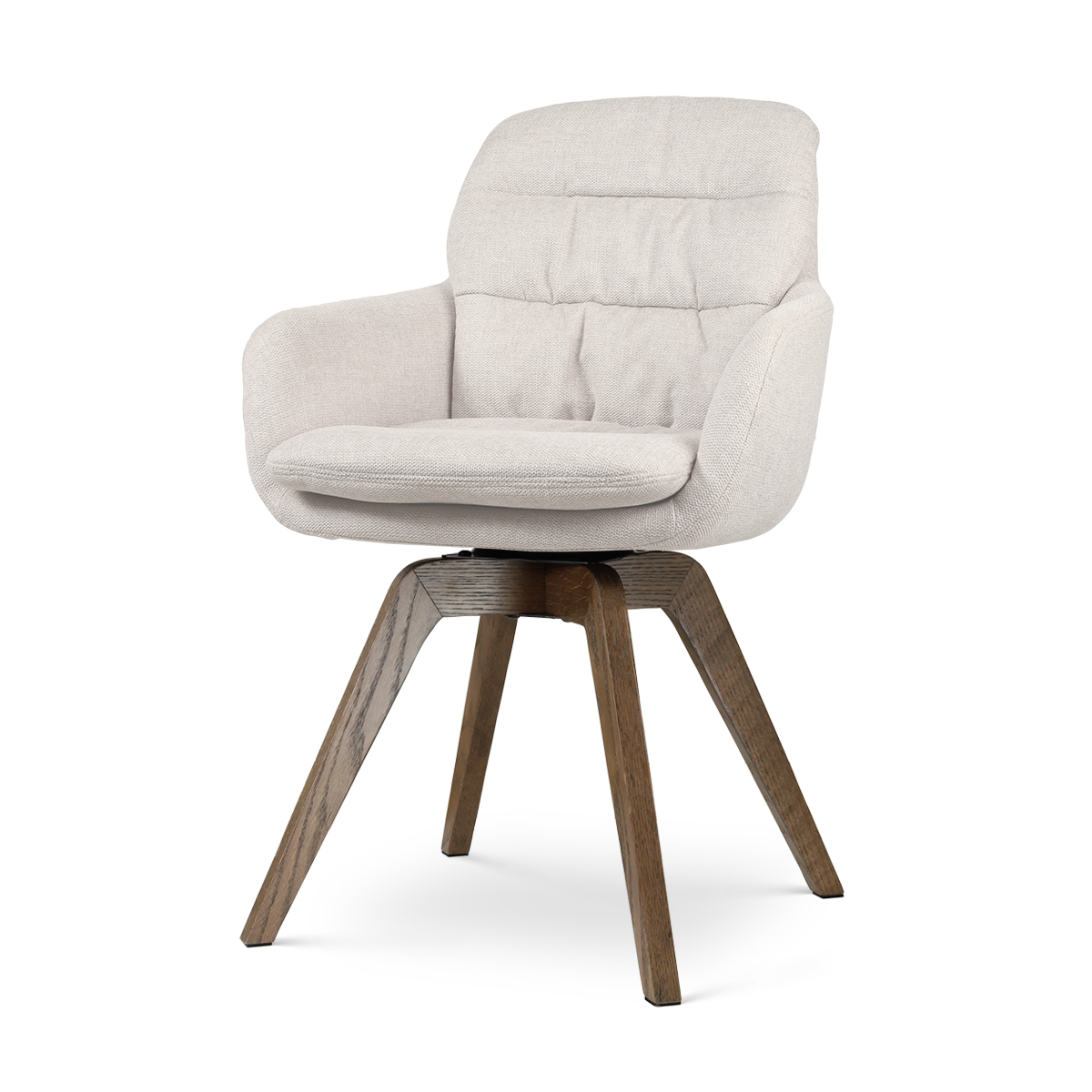 Noor-Mia draaibare eetkamerstoel beige - walnoot houten onderstel