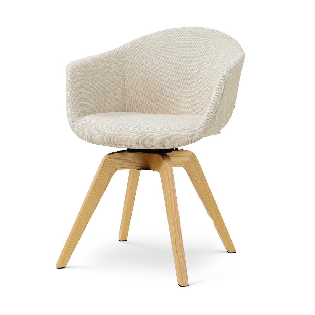 Noor-Otis draaibare eetkamerstoel cottonbeige - houten onderstel