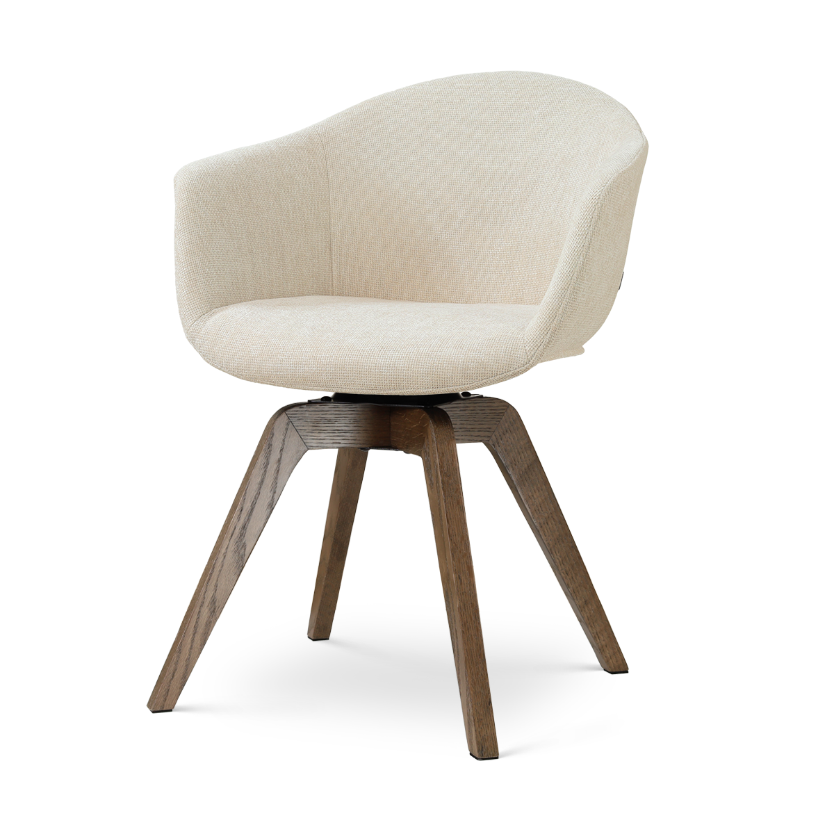 Noor-Otis draaibare eetkamerstoel cottonbeige - walnoot houten onderstel