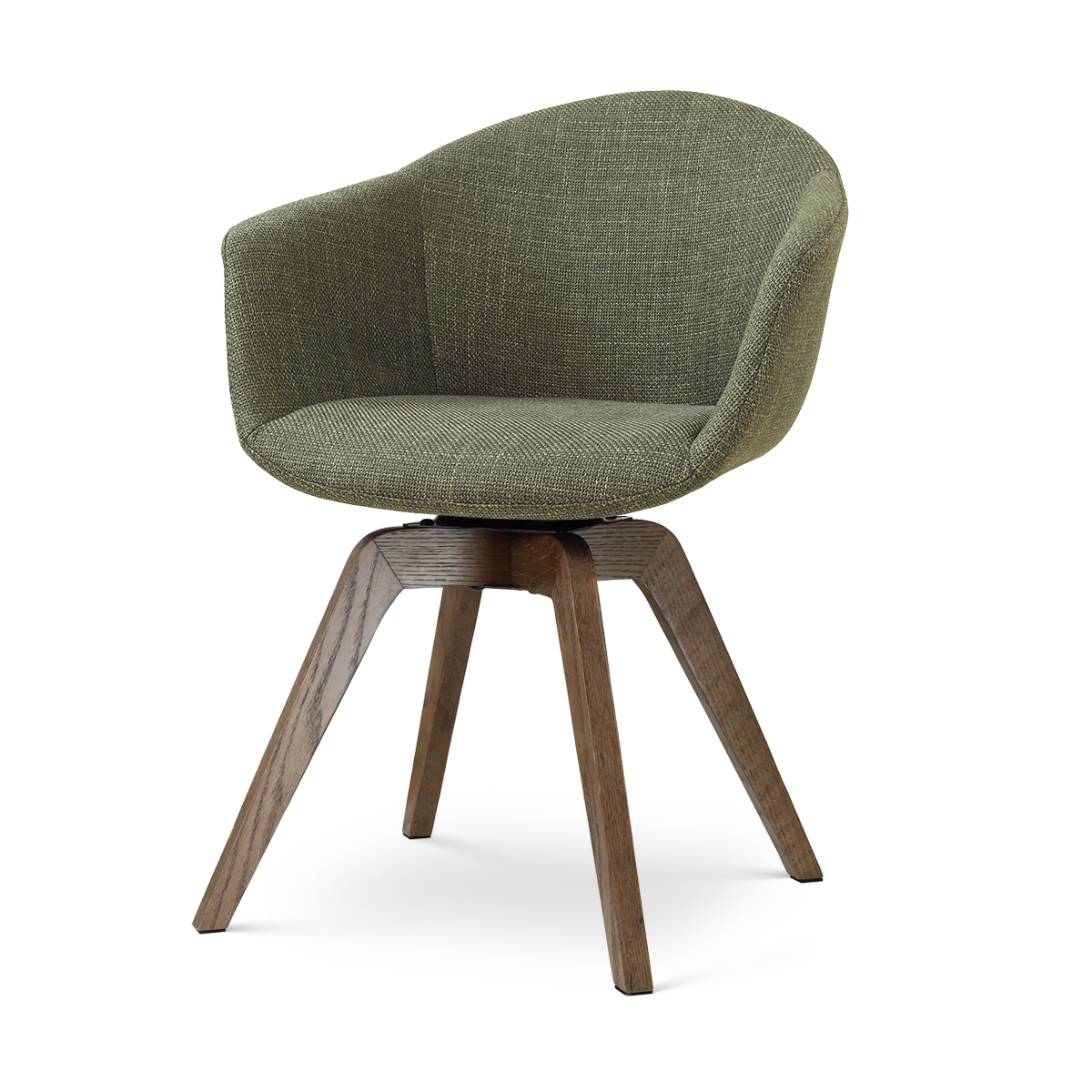 Noor-Otis draaibare eetkamerstoel forestgroen - walnoot houten onderstel