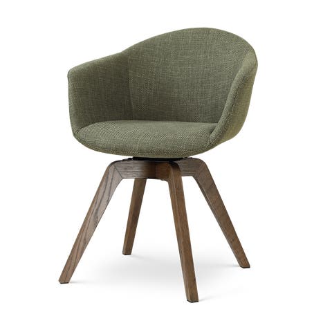 Noor-Otis draaibare eetkamerstoel forestgroen - walnoot houten onderstel