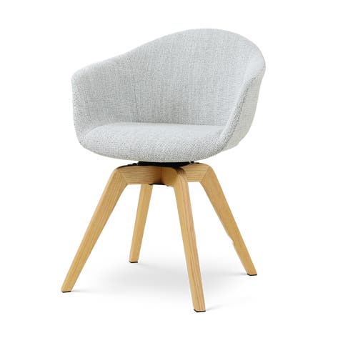 Noor-Otis draaibare eetkamerstoel grijs melange - houten onderstel