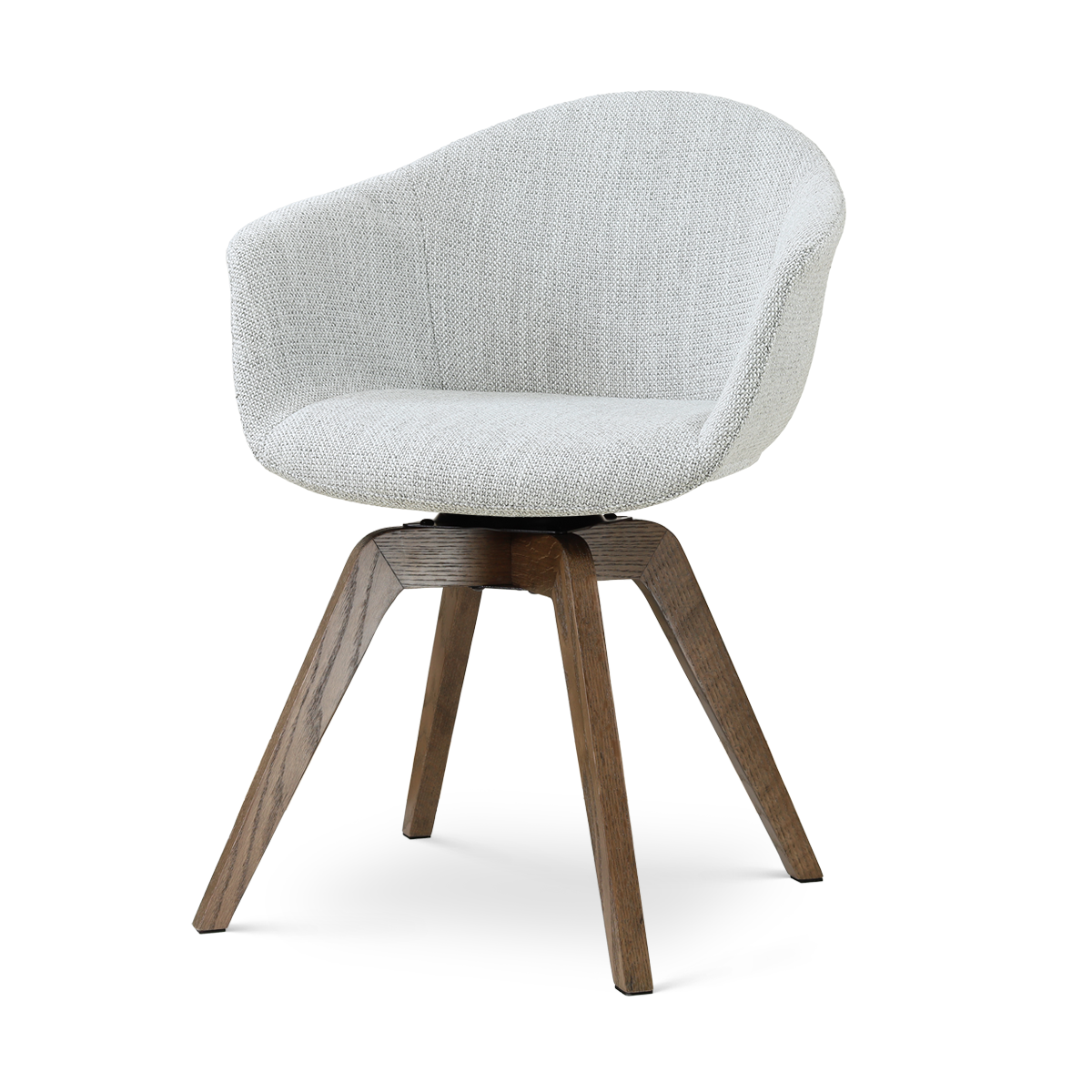 Noor-Otis draaibare eetkamerstoel grijs melange - walnoot houten onderstel