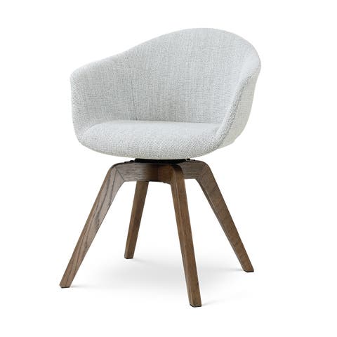 Noor-Otis draaibare eetkamerstoel grijs melange - walnoot houten onderstel