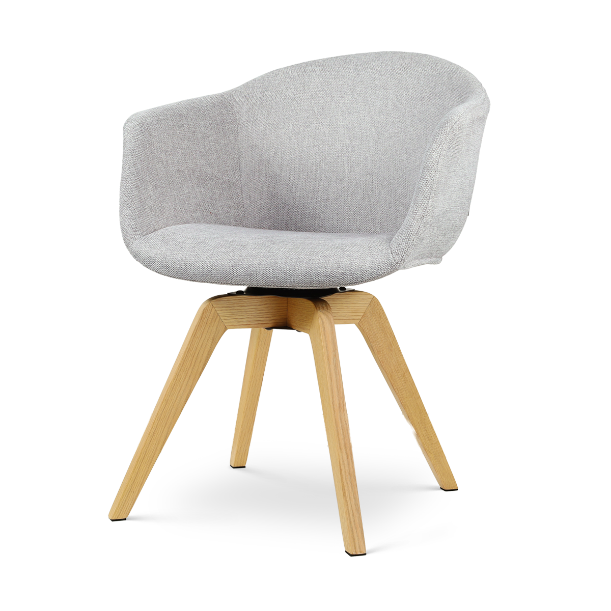 Noor-Otis draaibare eetkamerstoel lichtgrijs - houten onderstel