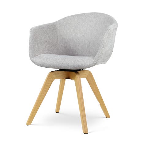 Noor-Otis draaibare eetkamerstoel lichtgrijs - houten onderstel