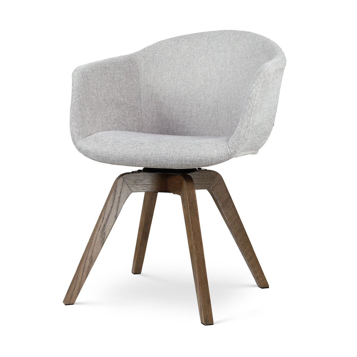 Noor-Otis draaibare eetkamerstoel lichtgrijs - walnoot houten onderstel