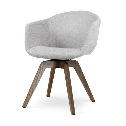 Noor-Otis draaibare eetkamerstoel lichtgrijs - walnoot houten onderstel
