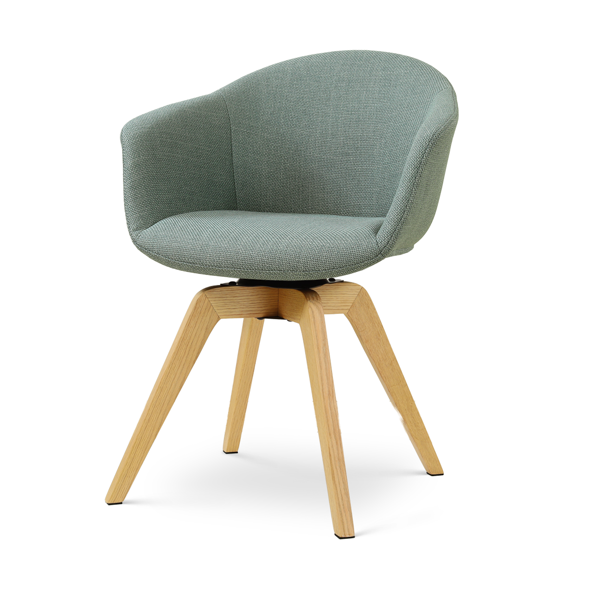 Noor-Otis draaibare eetkamerstoel saliegroen - houten onderstel