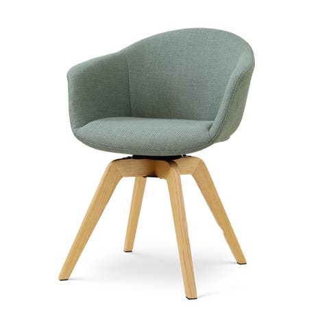 Noor-Otis draaibare eetkamerstoel saliegroen - houten onderstel