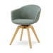 Noor-Otis draaibare eetkamerstoel saliegroen - houten onderstel