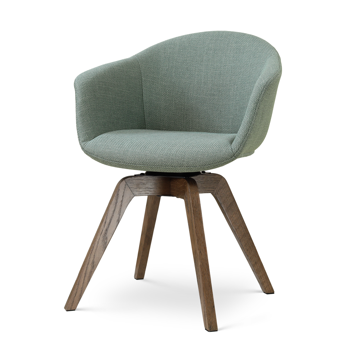 Noor-Otis draaibare eetkamerstoel saliegroen - walnoot houten onderstel