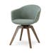 Noor-Otis draaibare eetkamerstoel saliegroen - walnoot houten onderstel