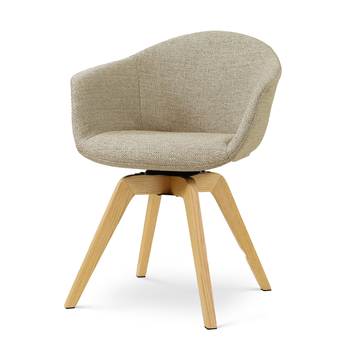 Noor-Otis draaibare eetkamerstoel taupe melange - houten onderstel