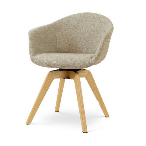 Noor-Otis draaibare eetkamerstoel taupe melange - houten onderstel
