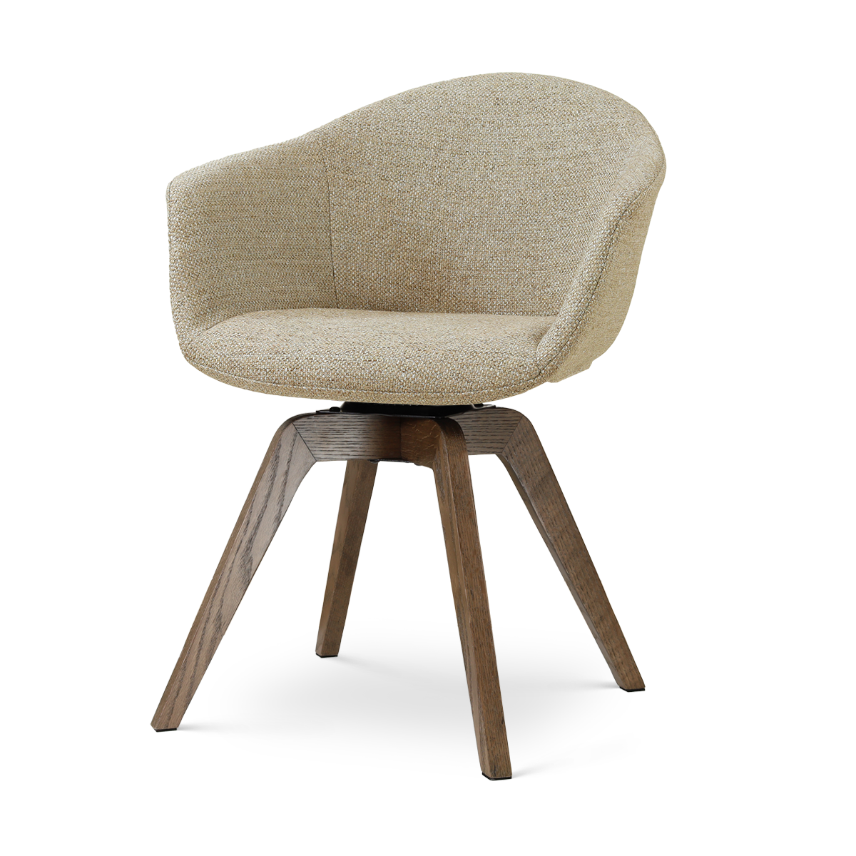 Noor-Otis draaibare eetkamerstoel taupe melange - walnoot houten onderstel