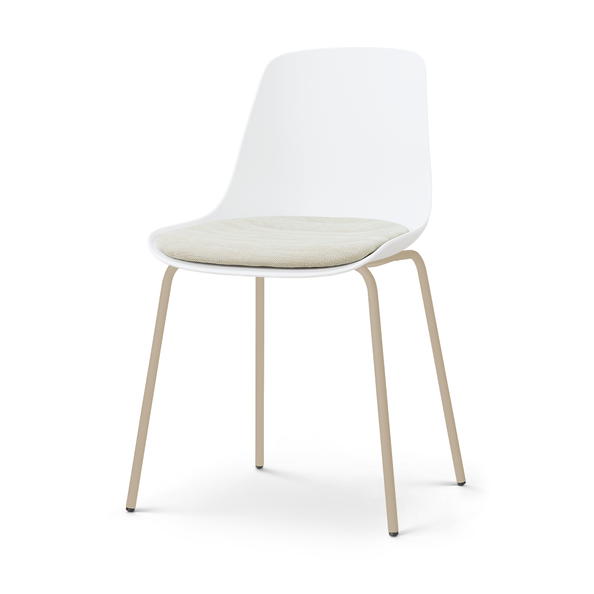 Nora-Liv eetkamerstoel wit met naturelbeige zitkussen - beige onderstel