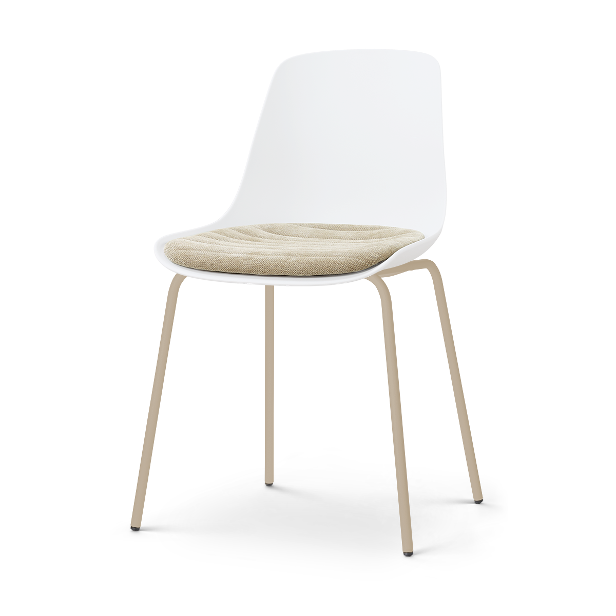 Nora-Liv eetkamerstoel wit met nougatbruin zitkussen - beige onderstel