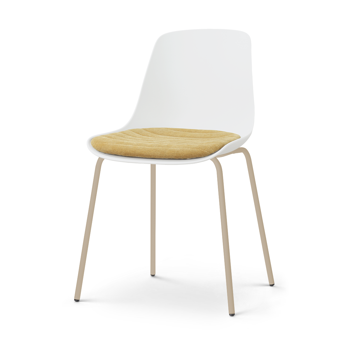 Nora-Liv eetkamerstoel wit met warm oker zitkussen - beige onderstel