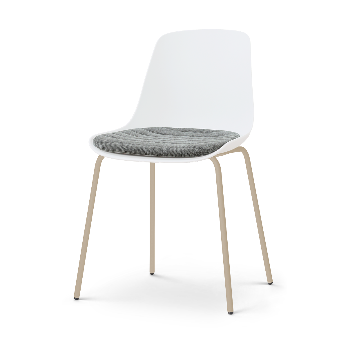 Nora-Liv eetkamerstoel wit met zeegrijs zitkussen - beige onderstel