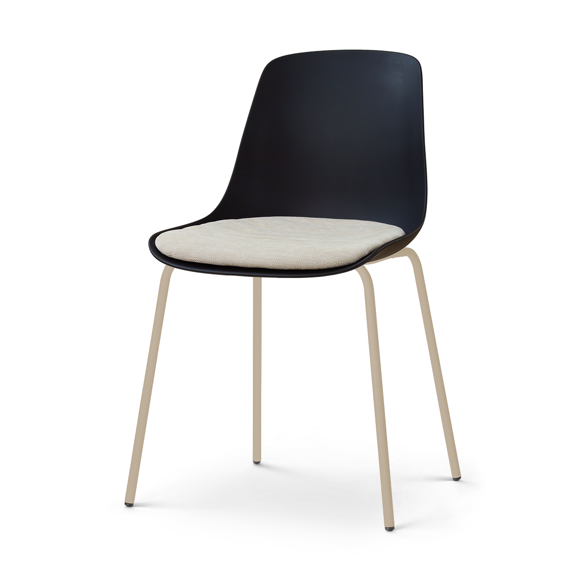 Nora-Liv eetkamerstoel zwart met naturelbeige zitkussen - beige onderstel