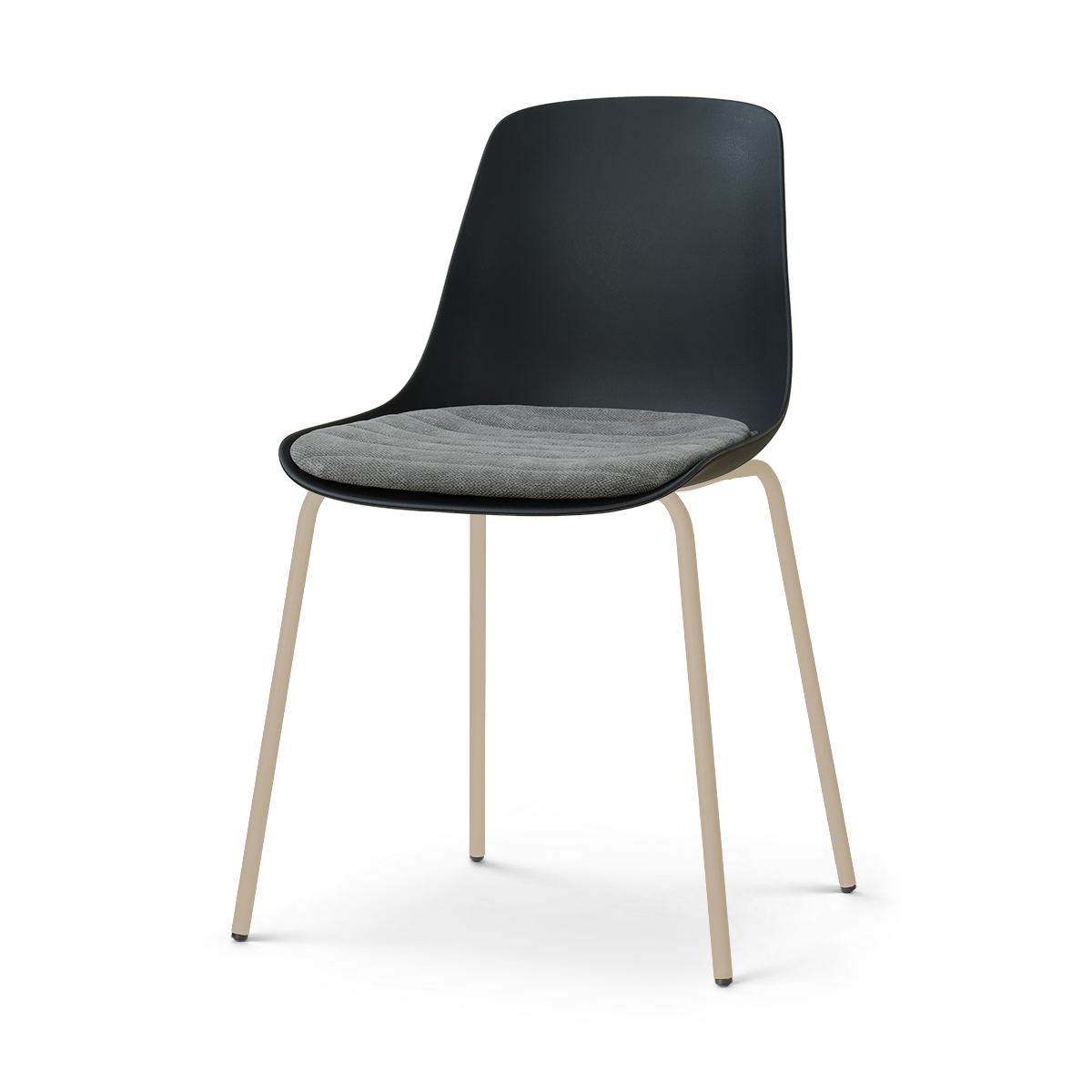 Nora-Liv eetkamerstoel zwart met zeegrijs zitkussen - beige onderstel