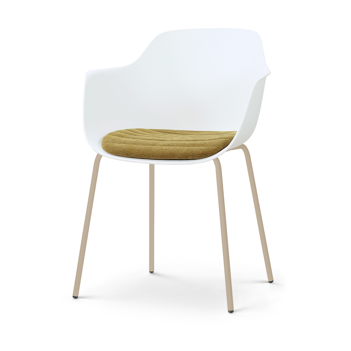 Nora-Liz eetkamerstoel wit met mosgroen zitkussen - beige onderstel