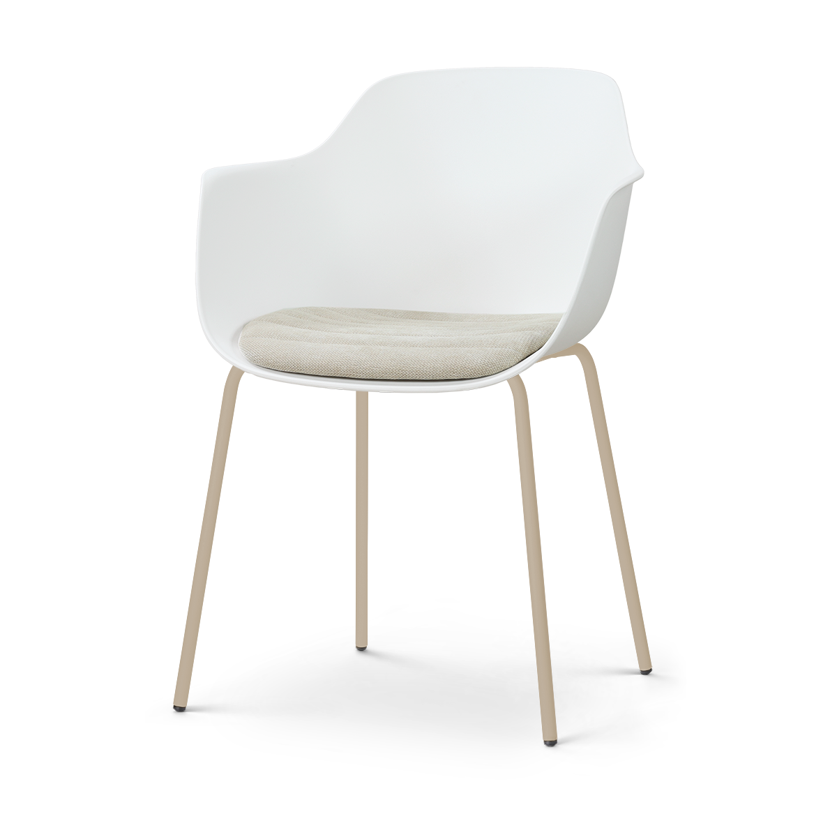 Nora-Liz eetkamerstoel wit met naturelbeige zitkussen - beige onderstel