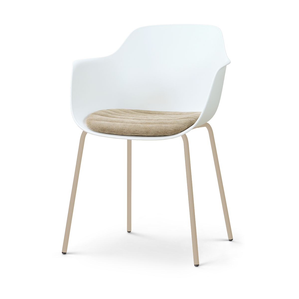 Nora-Liz eetkamerstoel wit met nougatbruin zitkussen - beige onderstel