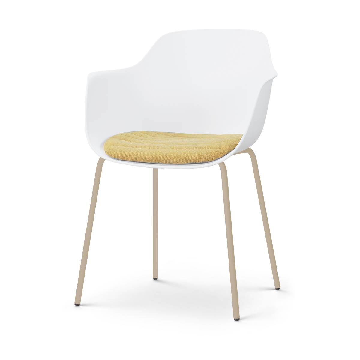 Nora-Liz eetkamerstoel wit met warm oker zitkussen - beige onderstel