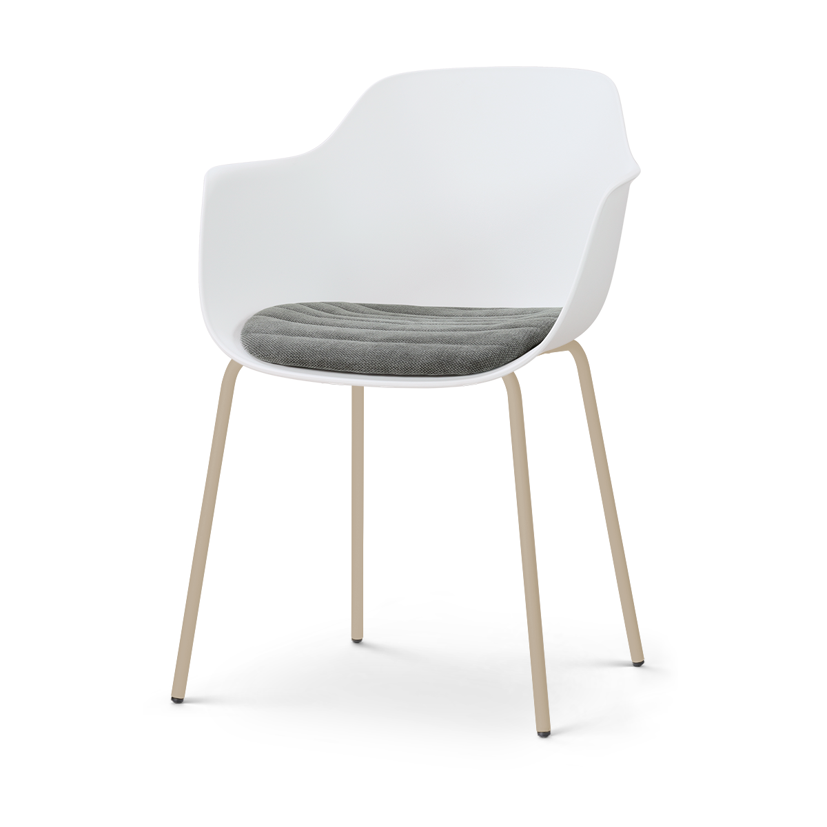 Nora-Liz eetkamerstoel wit met zeegrijs zitkussen - beige onderstel