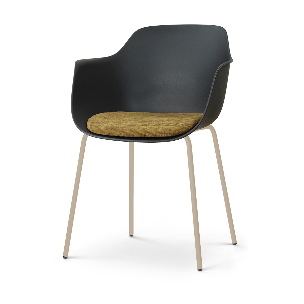 Nora-Liz eetkamerstoel zwart met mosgroen zitkussen - beige onderstel