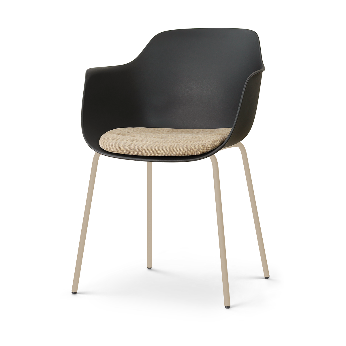 Nora-Liz eetkamerstoel zwart met nougatbruin zitkussen - beige onderstel